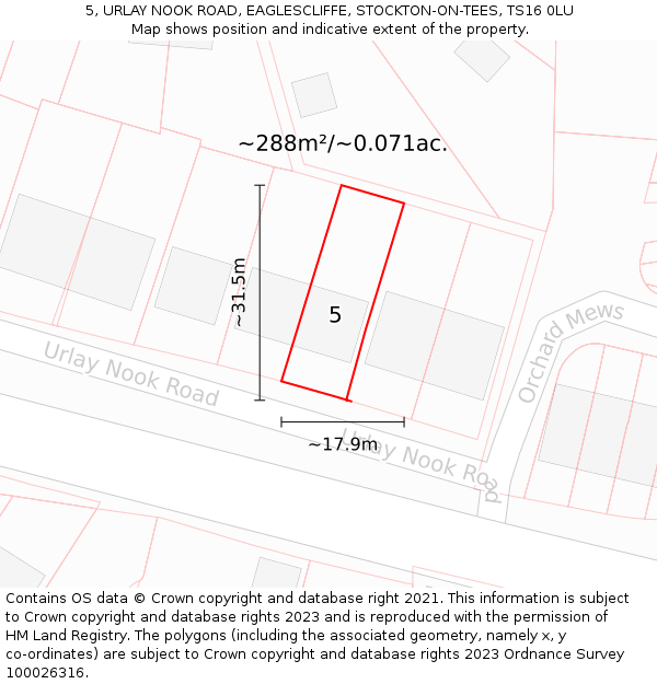 5, URLAY NOOK ROAD, EAGLESCLIFFE, STOCKTON-ON-TEES, TS16 0LU: Plot and title map