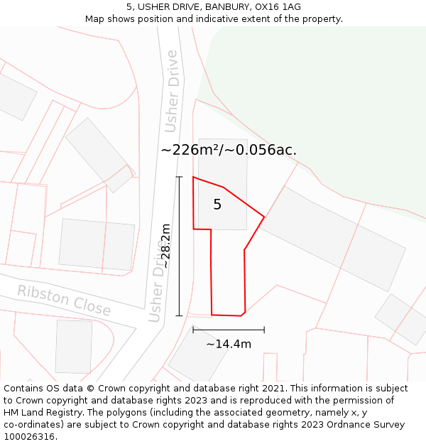 5, USHER DRIVE, BANBURY, OX16 1AG: Plot and title map