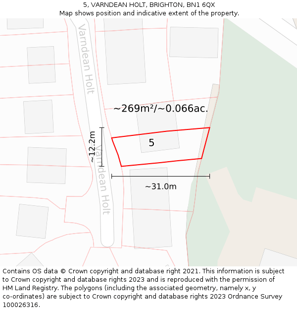 5, VARNDEAN HOLT, BRIGHTON, BN1 6QX: Plot and title map