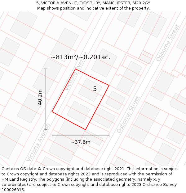 5, VICTORIA AVENUE, DIDSBURY, MANCHESTER, M20 2GY: Plot and title map