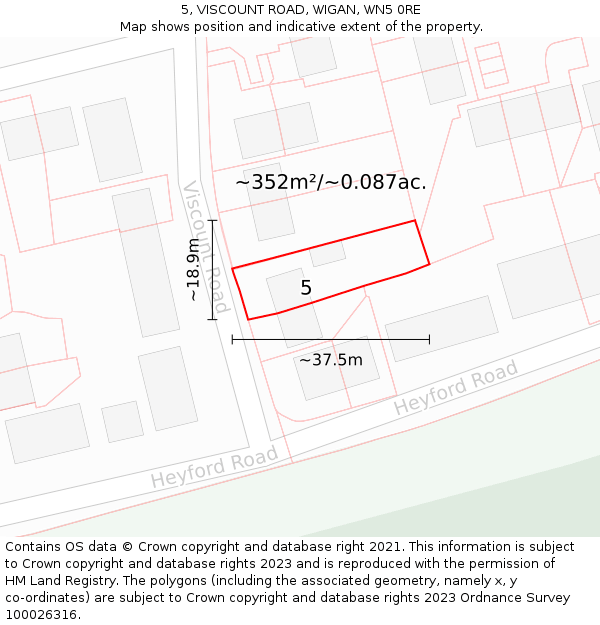 5, VISCOUNT ROAD, WIGAN, WN5 0RE: Plot and title map