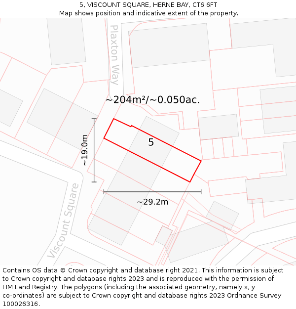 5, VISCOUNT SQUARE, HERNE BAY, CT6 6FT: Plot and title map