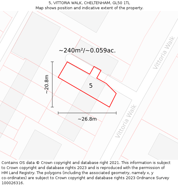 5, VITTORIA WALK, CHELTENHAM, GL50 1TL: Plot and title map
