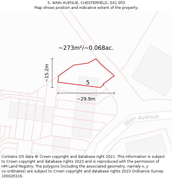 5, WAIN AVENUE, CHESTERFIELD, S41 0FD: Plot and title map