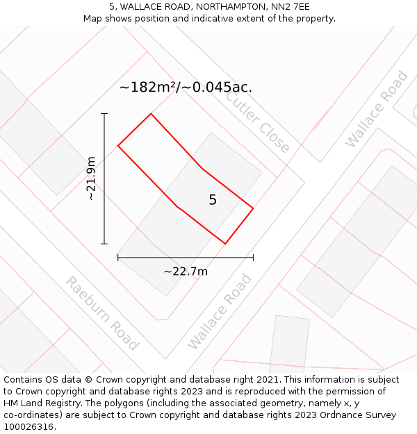 5, WALLACE ROAD, NORTHAMPTON, NN2 7EE: Plot and title map