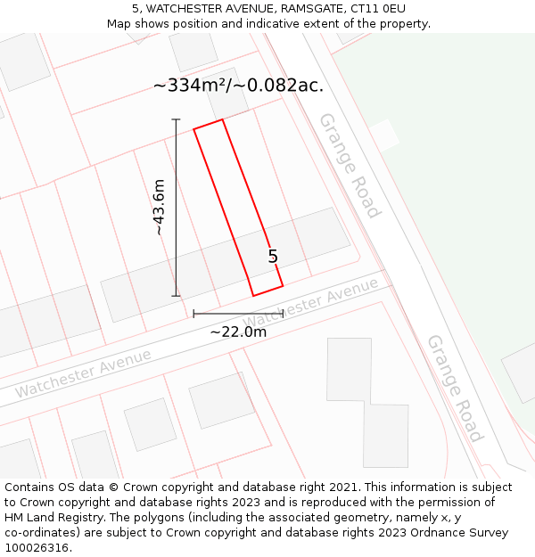 5, WATCHESTER AVENUE, RAMSGATE, CT11 0EU: Plot and title map