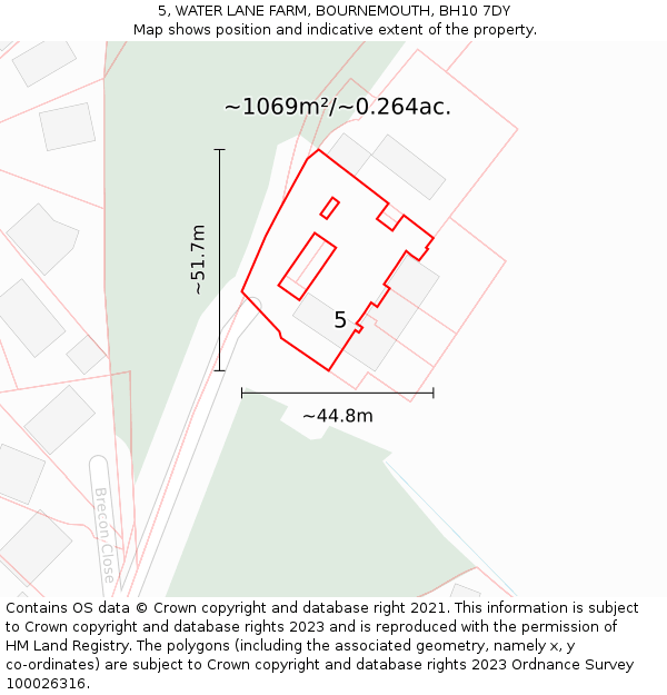 5, WATER LANE FARM, BOURNEMOUTH, BH10 7DY: Plot and title map