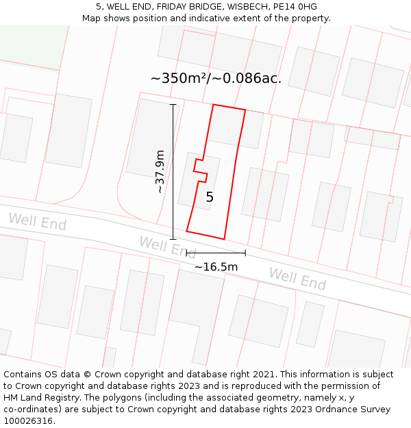 5, WELL END, FRIDAY BRIDGE, WISBECH, PE14 0HG: Plot and title map