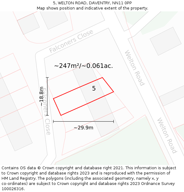 5, WELTON ROAD, DAVENTRY, NN11 0PP: Plot and title map