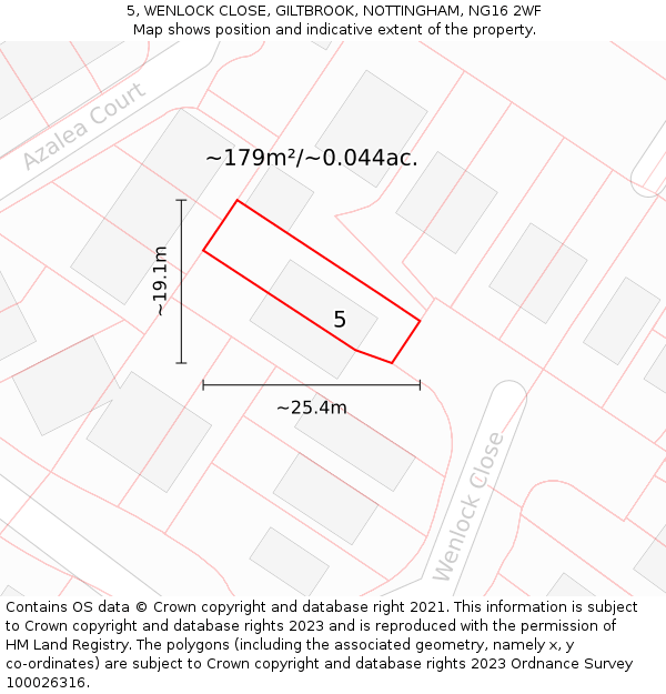 5, WENLOCK CLOSE, GILTBROOK, NOTTINGHAM, NG16 2WF: Plot and title map
