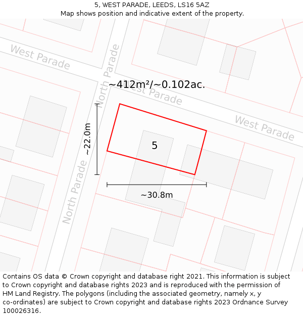 5, WEST PARADE, LEEDS, LS16 5AZ: Plot and title map