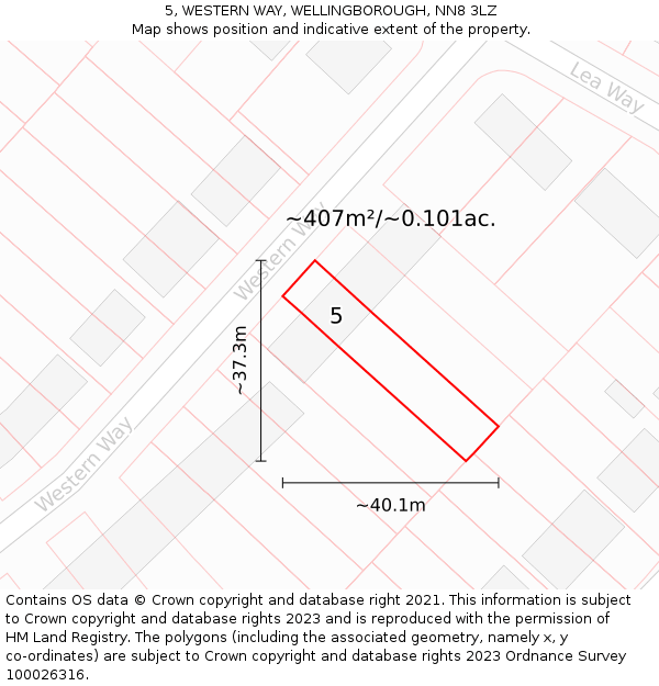 5, WESTERN WAY, WELLINGBOROUGH, NN8 3LZ: Plot and title map