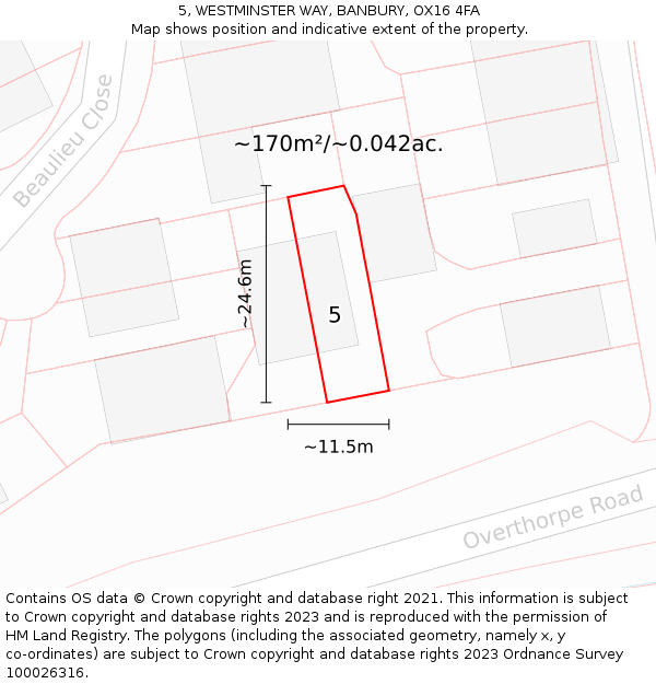 5, WESTMINSTER WAY, BANBURY, OX16 4FA: Plot and title map