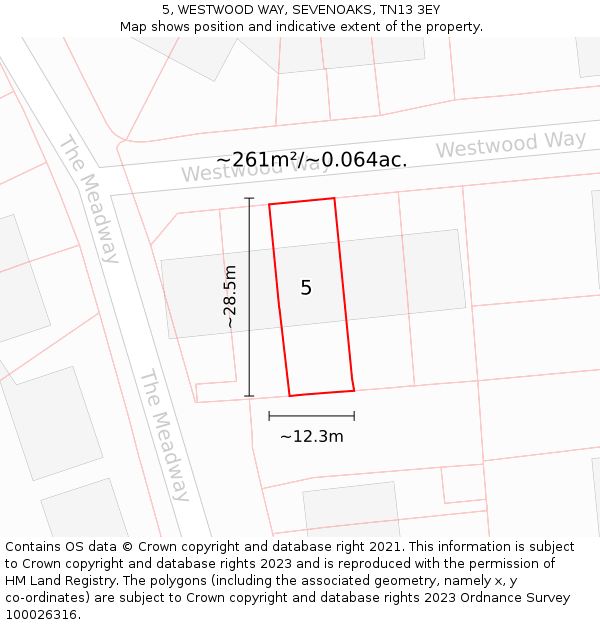 5, WESTWOOD WAY, SEVENOAKS, TN13 3EY: Plot and title map