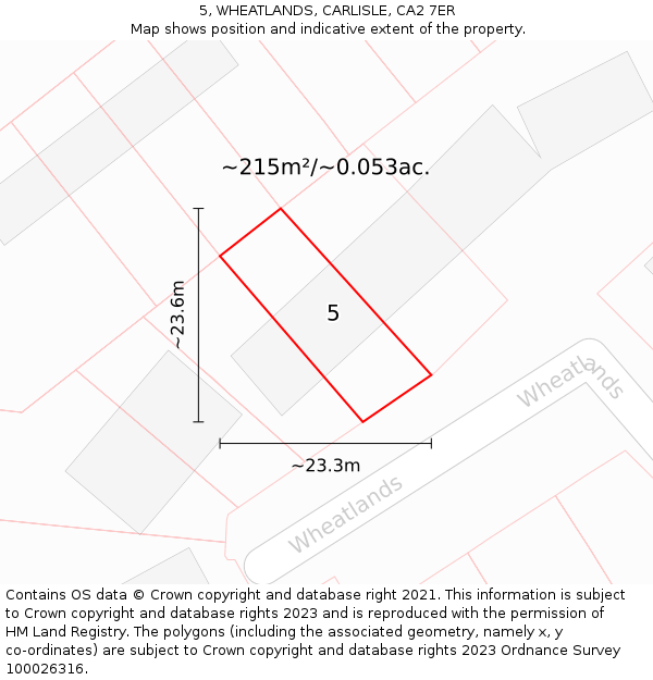 5, WHEATLANDS, CARLISLE, CA2 7ER: Plot and title map