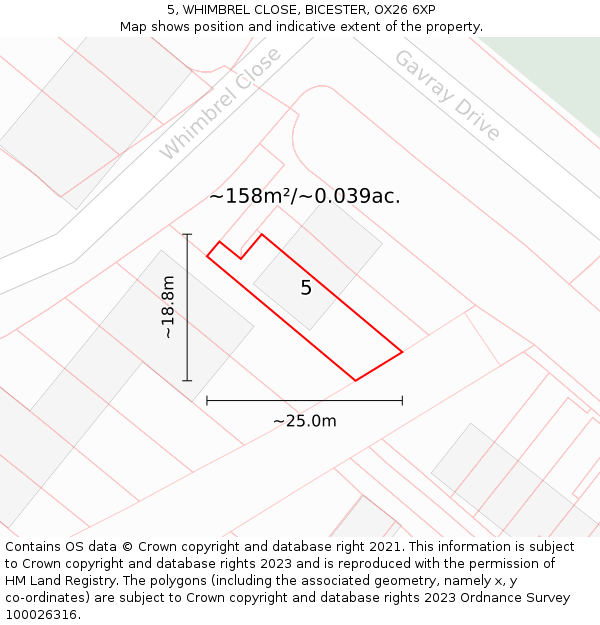 5, WHIMBREL CLOSE, BICESTER, OX26 6XP: Plot and title map