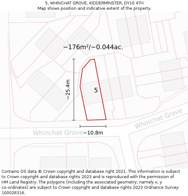 5, WHINCHAT GROVE, KIDDERMINSTER, DY10 4TH: Plot and title map