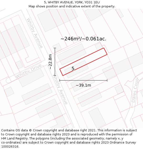 5, WHITBY AVENUE, YORK, YO31 1EU: Plot and title map