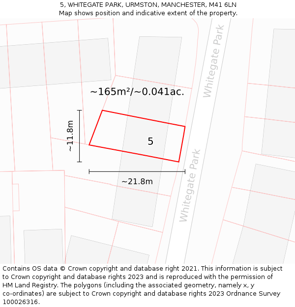 5, WHITEGATE PARK, URMSTON, MANCHESTER, M41 6LN: Plot and title map