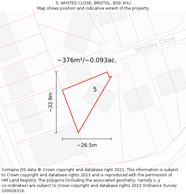 5, WHYTES CLOSE, BRISTOL, BS9 3HU: Plot and title map