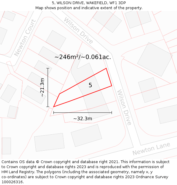 5, WILSON DRIVE, WAKEFIELD, WF1 3DP: Plot and title map