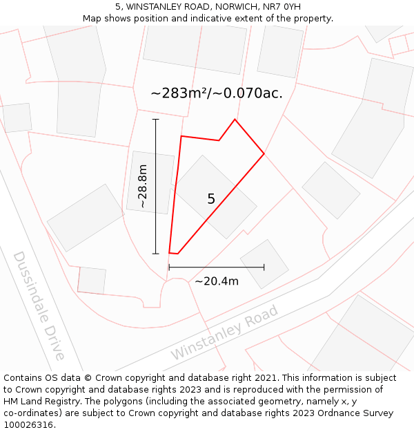 5, WINSTANLEY ROAD, NORWICH, NR7 0YH: Plot and title map