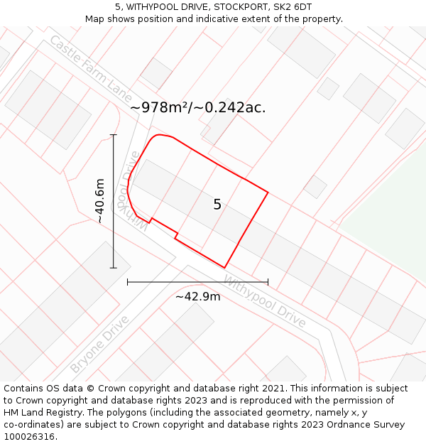 5, WITHYPOOL DRIVE, STOCKPORT, SK2 6DT: Plot and title map