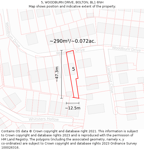 5, WOODBURN DRIVE, BOLTON, BL1 6NH: Plot and title map