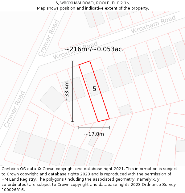 5, WROXHAM ROAD, POOLE, BH12 1NJ: Plot and title map