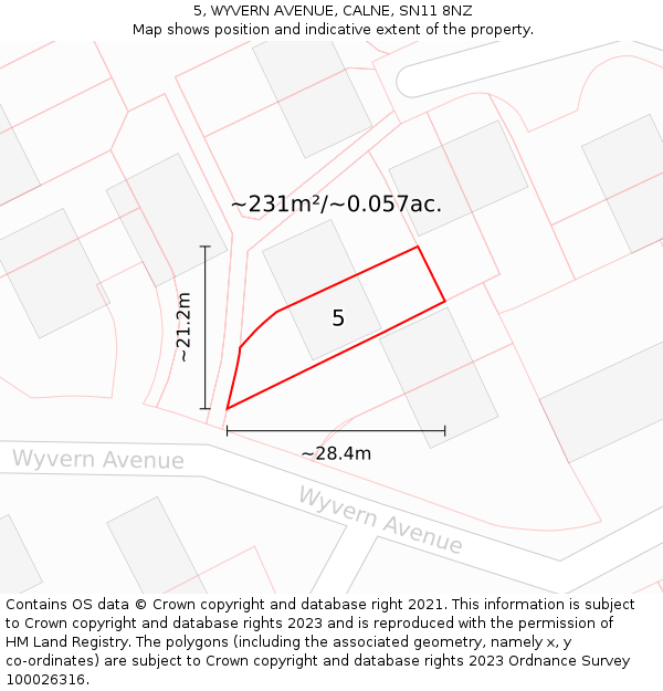 5, WYVERN AVENUE, CALNE, SN11 8NZ: Plot and title map