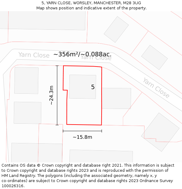 5, YARN CLOSE, WORSLEY, MANCHESTER, M28 3UG: Plot and title map