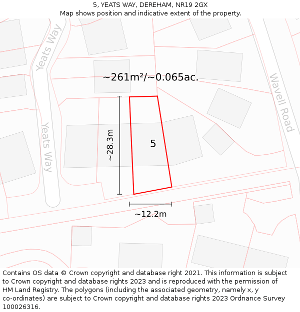 5, YEATS WAY, DEREHAM, NR19 2GX: Plot and title map