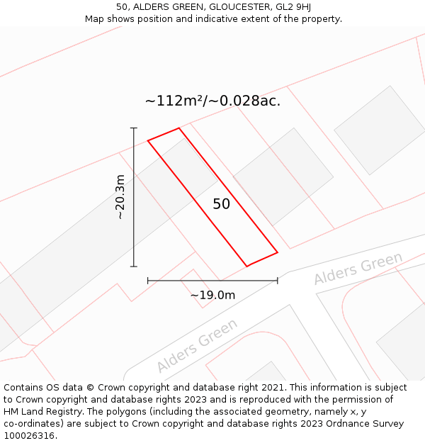 50, ALDERS GREEN, GLOUCESTER, GL2 9HJ: Plot and title map