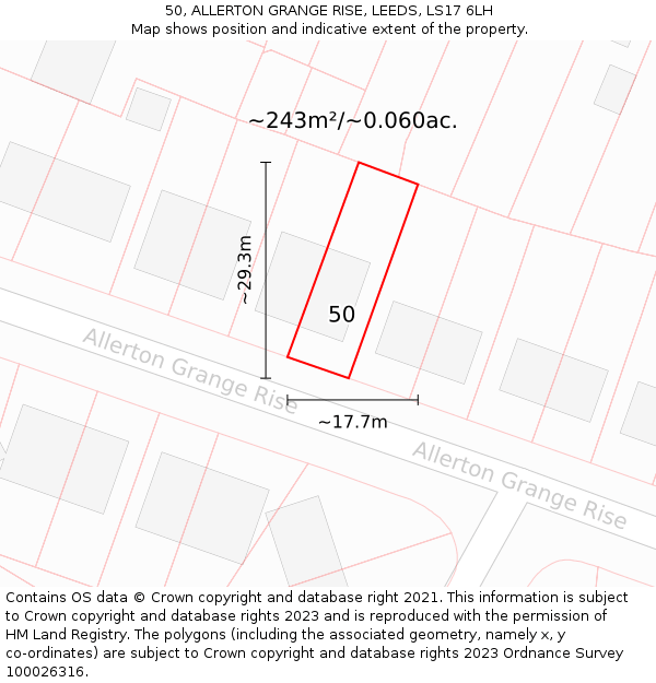 50, ALLERTON GRANGE RISE, LEEDS, LS17 6LH: Plot and title map