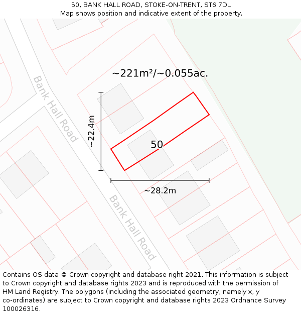 50, BANK HALL ROAD, STOKE-ON-TRENT, ST6 7DL: Plot and title map