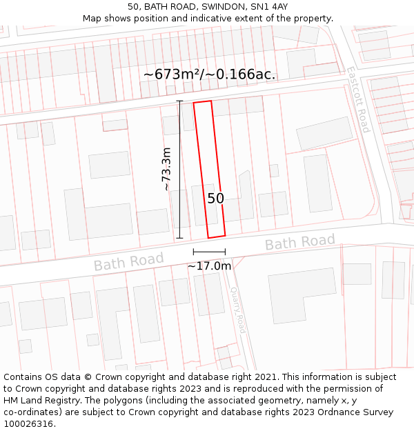 50, BATH ROAD, SWINDON, SN1 4AY: Plot and title map