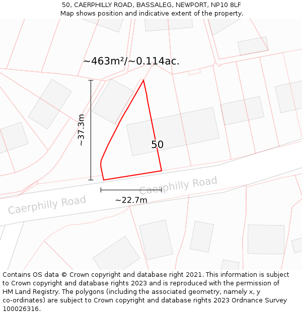 50, CAERPHILLY ROAD, BASSALEG, NEWPORT, NP10 8LF: Plot and title map