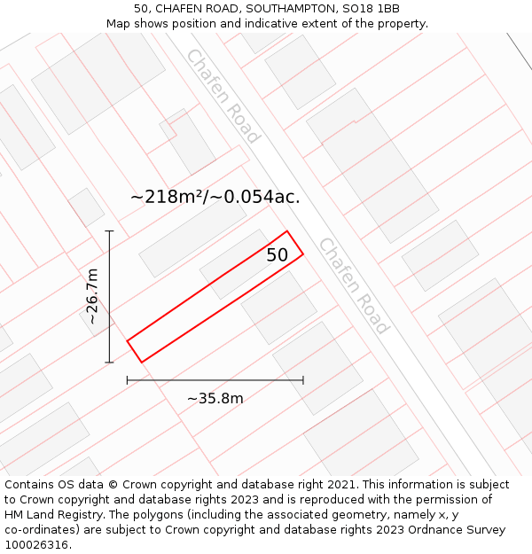 50, CHAFEN ROAD, SOUTHAMPTON, SO18 1BB: Plot and title map