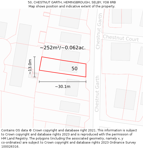 50, CHESTNUT GARTH, HEMINGBROUGH, SELBY, YO8 6RB: Plot and title map