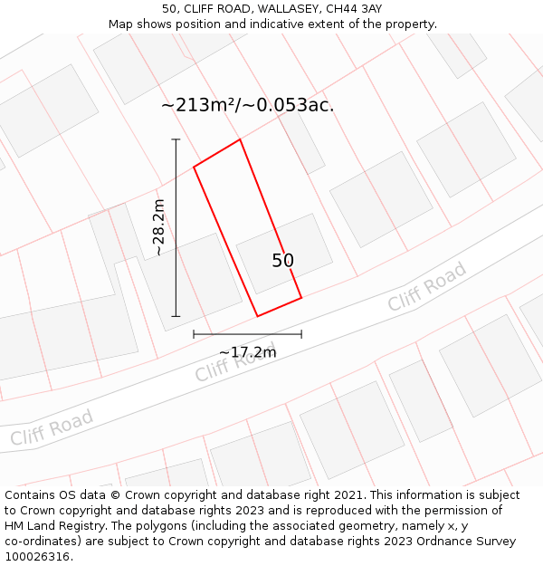 50, CLIFF ROAD, WALLASEY, CH44 3AY: Plot and title map