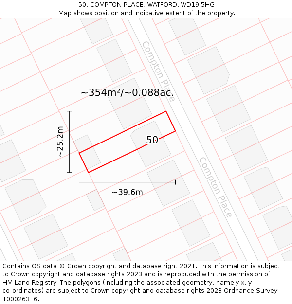 50, COMPTON PLACE, WATFORD, WD19 5HG: Plot and title map