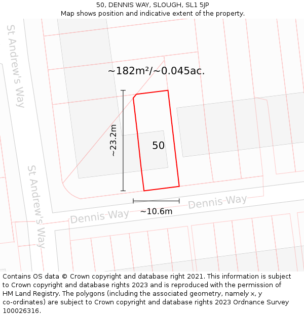 50, DENNIS WAY, SLOUGH, SL1 5JP: Plot and title map