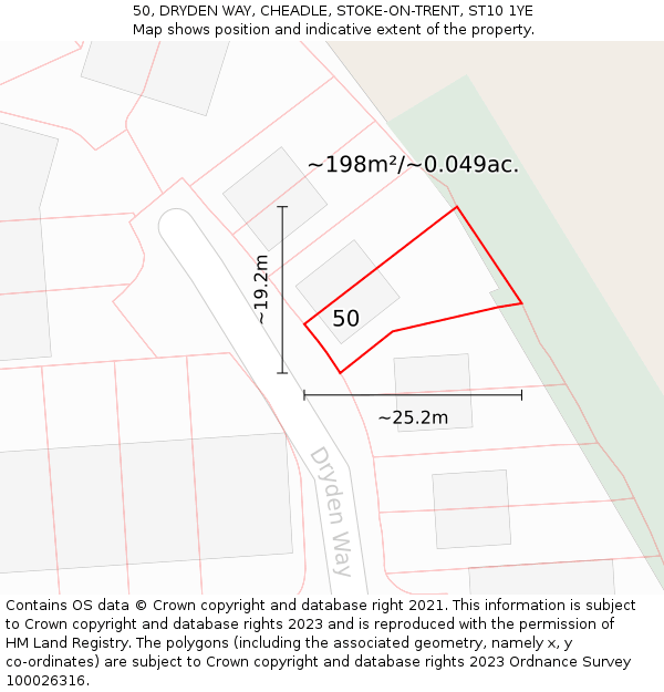 50, DRYDEN WAY, CHEADLE, STOKE-ON-TRENT, ST10 1YE: Plot and title map