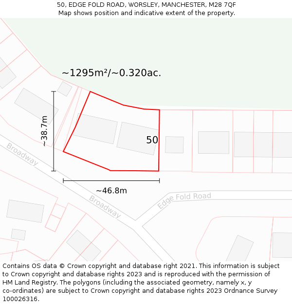 50, EDGE FOLD ROAD, WORSLEY, MANCHESTER, M28 7QF: Plot and title map