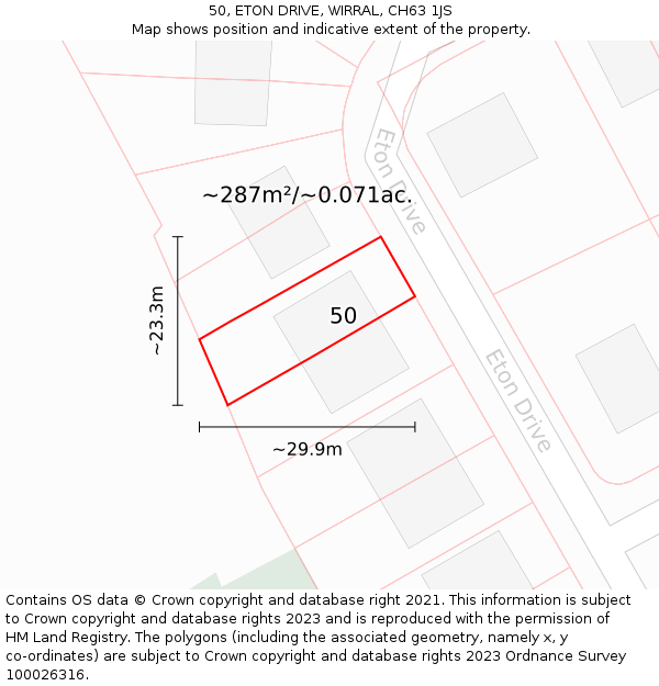 50, ETON DRIVE, WIRRAL, CH63 1JS: Plot and title map