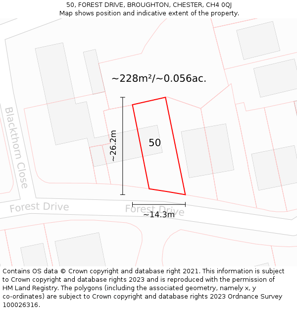 50, FOREST DRIVE, BROUGHTON, CHESTER, CH4 0QJ: Plot and title map