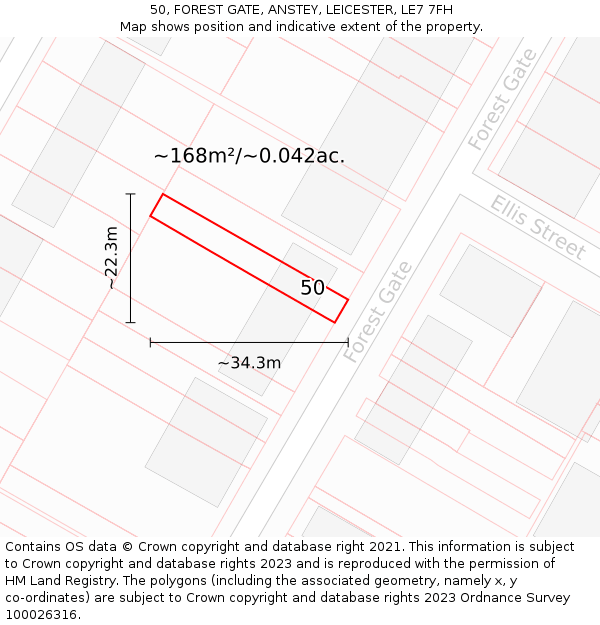 50, FOREST GATE, ANSTEY, LEICESTER, LE7 7FH: Plot and title map