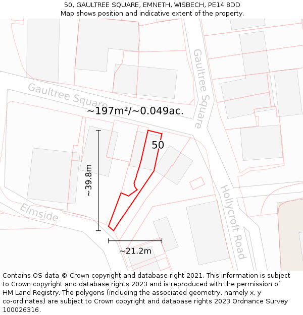 50, GAULTREE SQUARE, EMNETH, WISBECH, PE14 8DD: Plot and title map