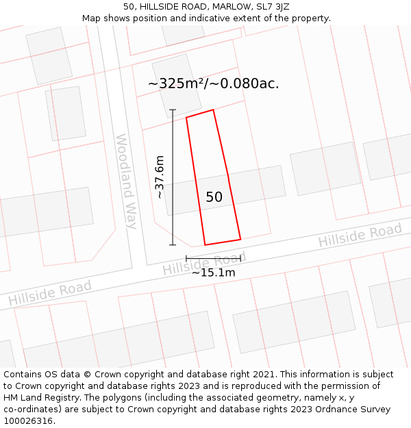 50, HILLSIDE ROAD, MARLOW, SL7 3JZ: Plot and title map