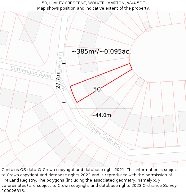 50, HIMLEY CRESCENT, WOLVERHAMPTON, WV4 5DE: Plot and title map